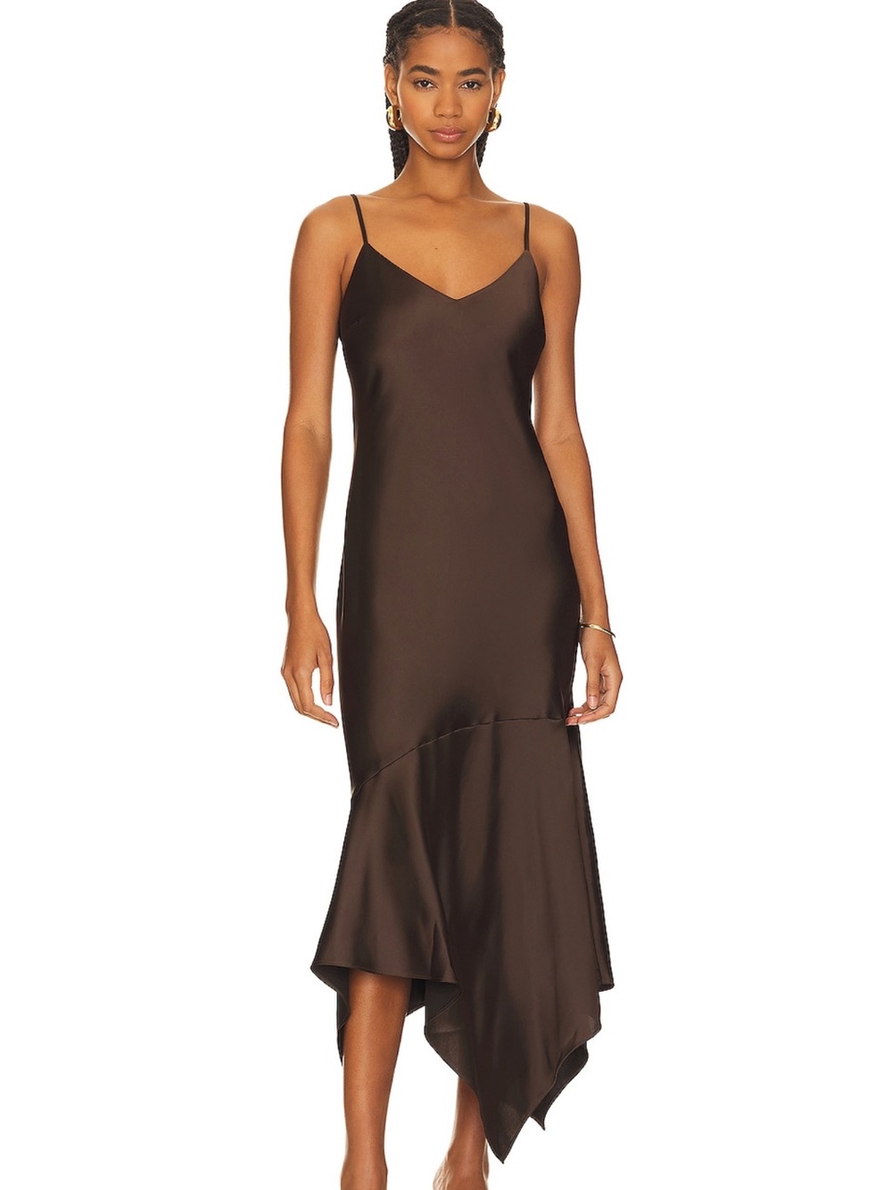 Steve Madden Brown Asymmetrical Slip Dress